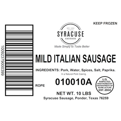Syracuse Mild Italian SAUSAGE ROPE MILD, 1 x 10 lb Case - DOT product image 6