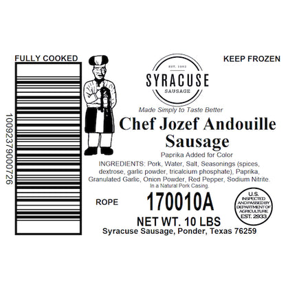 Syracuse Sausage Chef JГіzef's Smoked Andouille Rope, 1 x 10 lb Case - DOT product image 4
