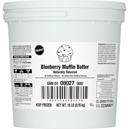 Pillsbury Frozen Blueberry Muffin Batter Pail, 1 x 18 lb Case - GS1 closed shipping case image