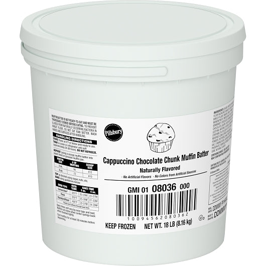 Pillsbury Muffin Batter Pail Cappuccino Chocolate Chunk, 1 x 18 lb Case - GS1 closed shipping case image