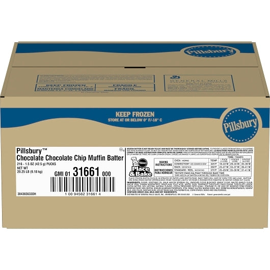 Pillsbury Place & Bake Muffin Dough Puck Chocolate Chocolate Chip, 216 x 216 x 1.5 oz Case - GS1 closed shipping case image