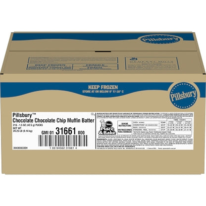 Pillsbury Place & Bake Muffin Dough Puck Chocolate Chocolate Chip, 216 x 216 x 1.5 oz Case - GS1 closed shipping case image