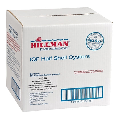 Hillman Individually Quick Frozen Half Shell Oysters 144 Ct, 1 x 30 lb Case - DOT product image 6