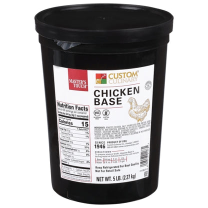 Custom Culinary Masters Chicken Base Paste, No MSG Added, Gluten Free, 4 x 5 lb Case - Pantry Ingredients