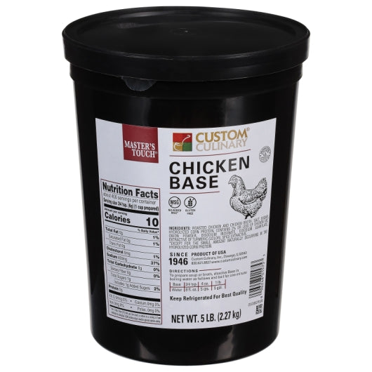Custom Culinary Masters Chicken Base Paste, No MSG Added, 4 x 5 lb Case - Prepared Foods