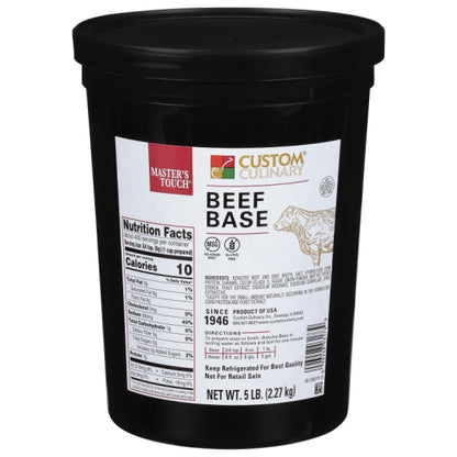 Custom Culinary Masters Beef Base Paste, No MSG Added, Gluten Free, 4 x 5 lb Case - Pantry Ingredients