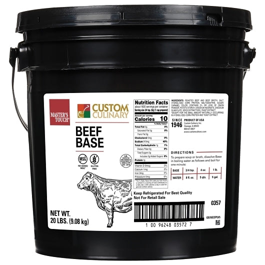Custom Culinary Masters Beef Base Paste, No MSG Added, 1 x 20 lb Case - Pantry Ingredients