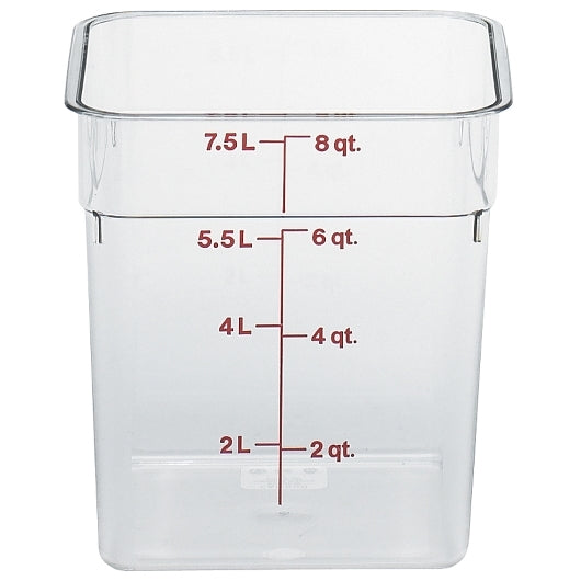 Cambro Camwear Clear Square Container 8 Quart, 1 x 6 each Case - Food Storage Containers