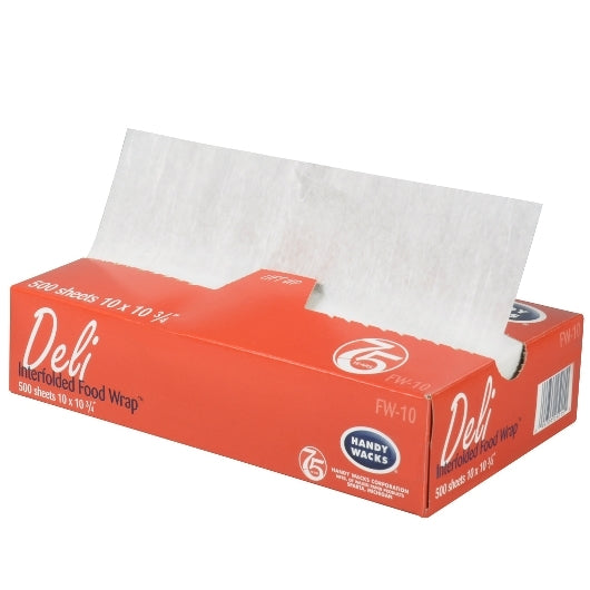 Handy Wacks 10 Inch X 10.75 Inch Interfolded Food And Deli Wrap, 12 x 500 ct Case - Food Wrap Bags