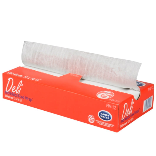 Handy Wacks 12 Inch X 10.75 Inch Deli Wrap Interfolded Food & Deli Wrap, 12 x 500 ct Case - Food Wrap Bags