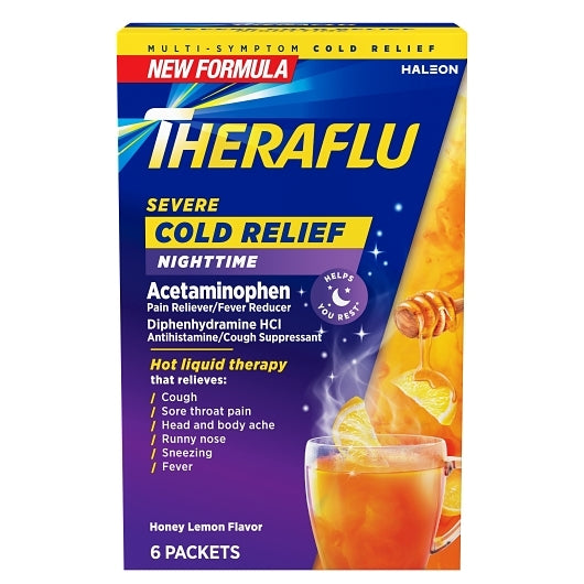 Theraflu Severe Cold Nighttime Honey Lemon Powder, 8 x 3 x 6 ct Case - Pantry Ingredients - image 2