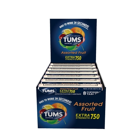 Tums Extra Strength Assorted Fruit Antacid Chewable Tablets, 30 x 12 x 8 each Case - Health & Personal Care