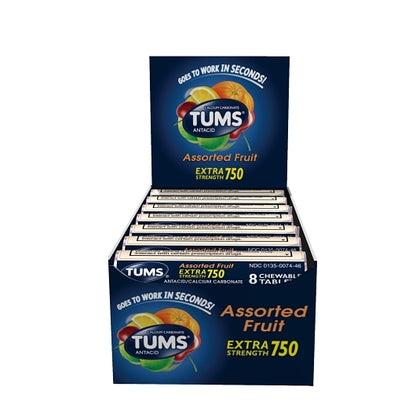 Tums Extra Strength Assorted Fruit Antacid Chewable Tablets, 30 x 12 x 8 each Case - Health & Personal Care