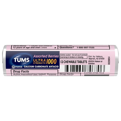 Tums Ultra Single Roll Assorted Berries, 24 x 12 x 12 each Case - Health & Personal Care
