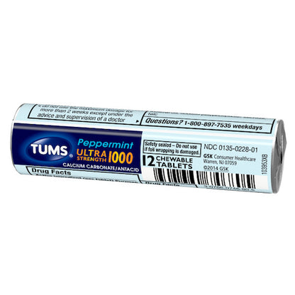 Tums Ultra Strength Peppermint Antacid Chewable Tablets, 24 x 12 x 12 each Case - DOT product image 3