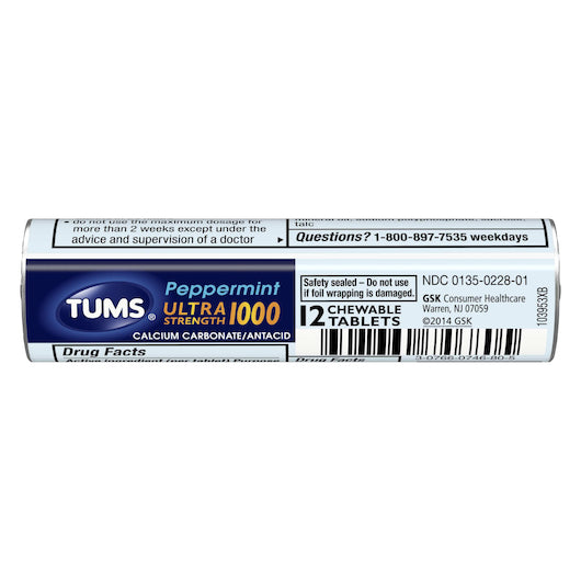 Tums Ultra Strength Peppermint Antacid Chewable Tablets, 24 x 12 x 12 each Case - DOT product image 4