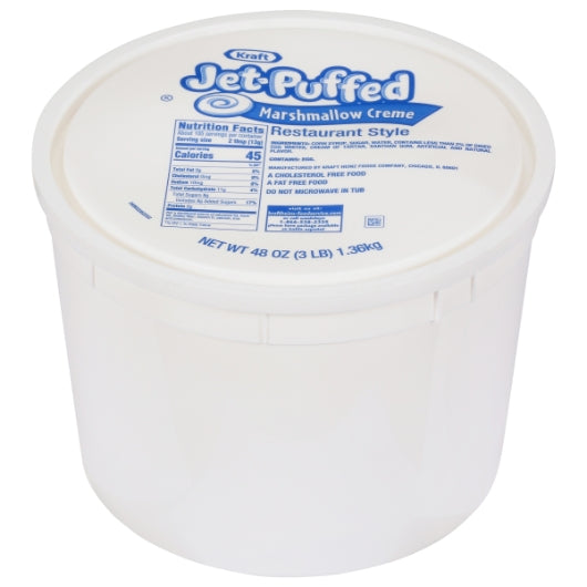 Jet Puffed Marshmallo Marshmallow Cream, 6 x 48 oz Case - Bakery & Desserts
