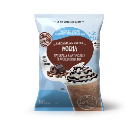 Big Train No Sugar Added Mocha Blended Ice Coffee Powdered Drink Mix, 5 x 3.5 lb Case - Beverages