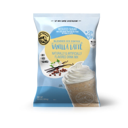 Big Train No Sugar Added Blended Iced Coffee Vanilla Latte, 5 x 3.5 lb Case - Beverages