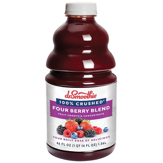 Dr. Smoothie 100% Crushed Four Berry Blend Smoothie Concentrate, 6 x 46 fl oz Case - Front/center packaged product image