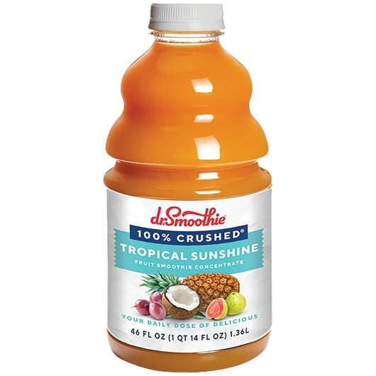 Dr. Smoothie 100% Crushed Tropical Sunshine Smoothie Concentrate, 6 x 46 oz Case - Front/center packaged product image