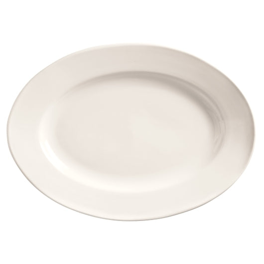 Libbey Porcelana Rolled Edge Wide Rim Oval Platter 9.75" x 7.25" - Bright White, 1 x 24 each Case - Serving Trays