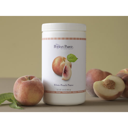 The Perfect Puree White Peach Puree, 6 x 30 oz Case - Frozen Fruit