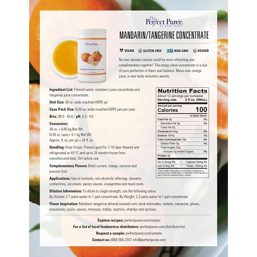 The Perfect Puree Mandarin Tangerine Juice Concentrate, 6 x 30 oz Case - Alternate product angle or state