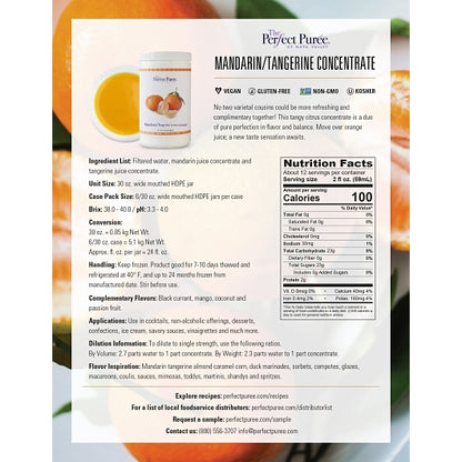 The Perfect Puree Mandarin Tangerine Juice Concentrate, 6 x 30 oz Case - Alternate product angle or state