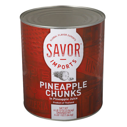 Savor Imports Pineapple Chunks In Juice, 6 x 6.72 lb Case - Fruit & Sides