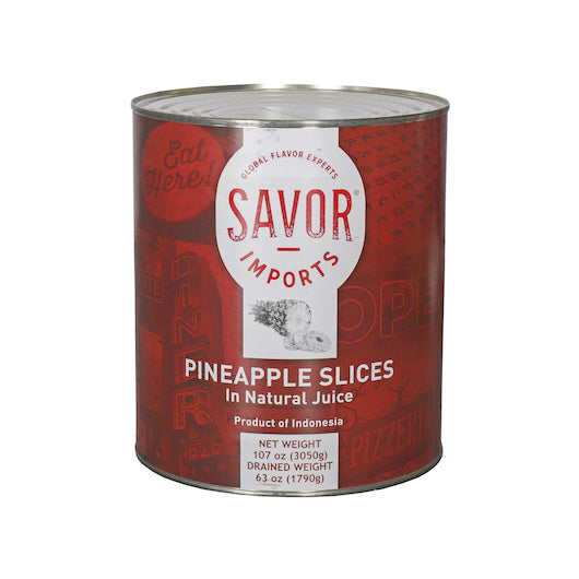 Savor Pineapple Slice Pineapple Sliced in Juice, 6 x 6.72 lb Case - Juices