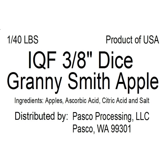 Commodity Fruit Granny Individual Quick Frozen Diced Granny Smith Apple, 3/8 Inch, 1 x 40 lb Case - DOT product image 2