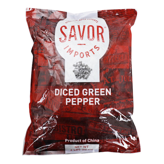 Savor Imports Iqf Diced Green Peppers 3/8", 6 x 2 lb Case - Frozen Vegetables & Sides