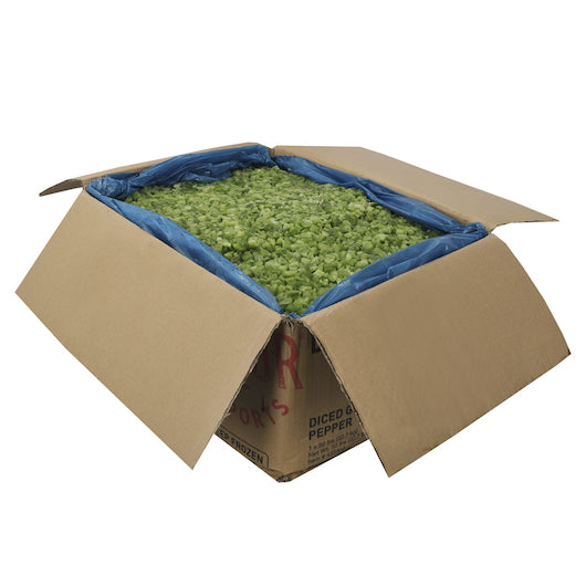 Savor Imports Iqf Diced Green Peppers 3/8" Cubes, 1 x 50 lb Case - Pantry Ingredients