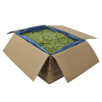 Savor Imports Iqf Diced Green Peppers 3/8" Cubes, 1 x 50 lb Case - Pantry Ingredients