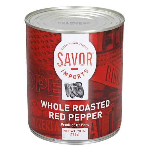 Savor Imports Roasted Whole Red Pepper, 12 x 28 oz Case - Fruit & Sides