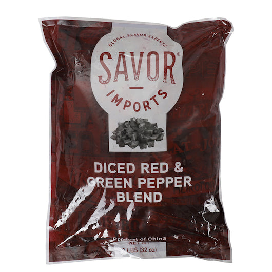 Savor Imports Diced Red & Green Pepper Blend, 6 x 2 lb Case - Frozen & Refrigerated