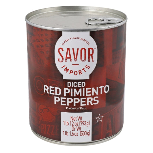 Savor Red Pimento Peppers, 12 x 28 oz Case - Fruit & Sides