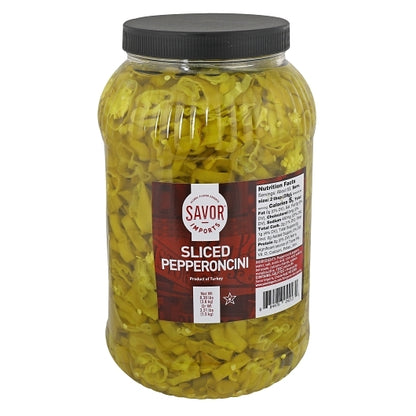 Savor Imports Sliced Pepperoncini Pepper, PET, 4 x 1 GA Case - Condiments & Sauces