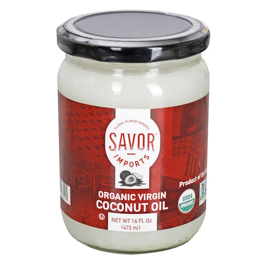 Savor Brands Organic Coconut Oil, 12 x 16 oz Case - Pantry Ingredients