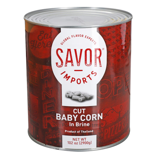 Savor Corn Cut BABY Corn, 6 x 6.75 lb Case - Fruit & Sides