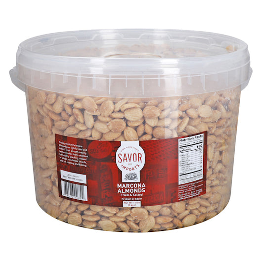 Savor Imports Fried & Salted Marcona Almond, 1 x 11 lb Case - Nuts & Seeds