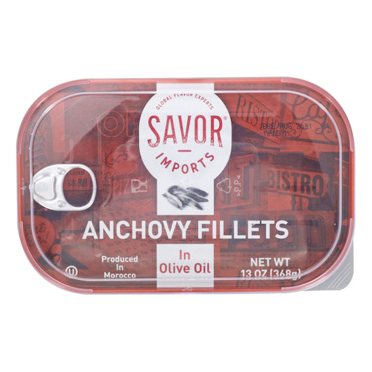Savor Flat Fillets Anchovy Fillets In Olive Oil, 12 x 13 oz Case - Condiments & Sauces