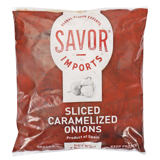 Savor Imports IQF Sliced Caramelized Onion, 12 x 2 lb Case - Condiments & Sauces