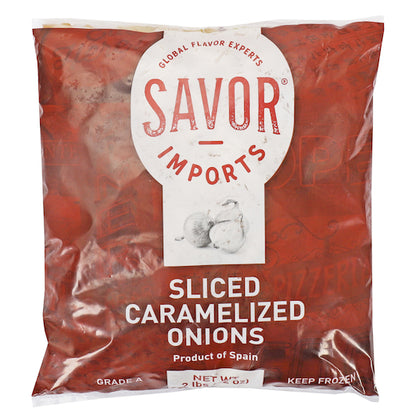 Savor Imports IQF Sliced Caramelized Onion, 12 x 2 lb Case - Condiments & Sauces