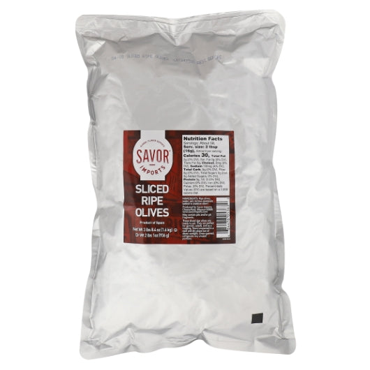 Savor Imports Spanish Sliced Ripe Olives Bag, 10 x 33 oz Case - Condiments & Sauces