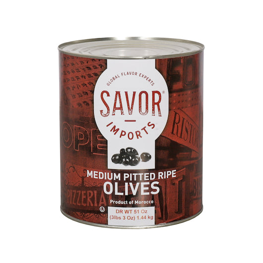 Savor Imports Canned Medium, Pitted, Ripe Olives, 6 x 10 each Case - Condiments & Sauces