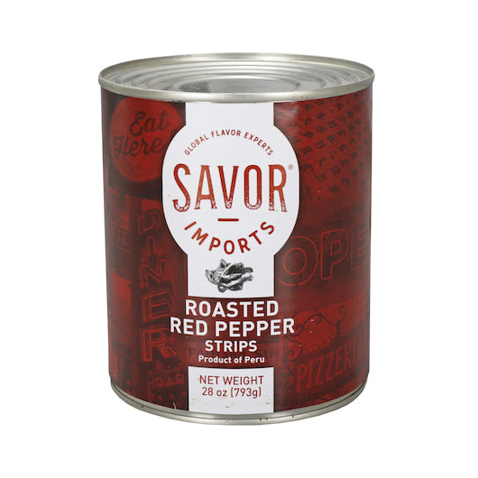 Savor Imports Roasted Red Pepper Strips, 12 x 28 oz Case - Fruit & Sides