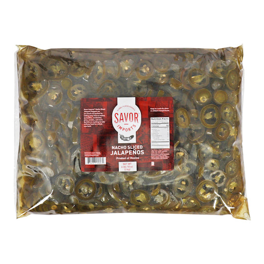 Savor Imports Nacho Sliced Jalapeno Peppers, 6 x 6.63 lb Case - Condiments & Sauces