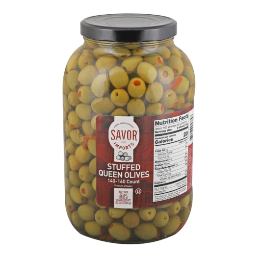 Seville Stuffed Olives Stuffed Spanish Green Queen Olives Bulk, 4 x 1 GA Case - Condiments & Sauces